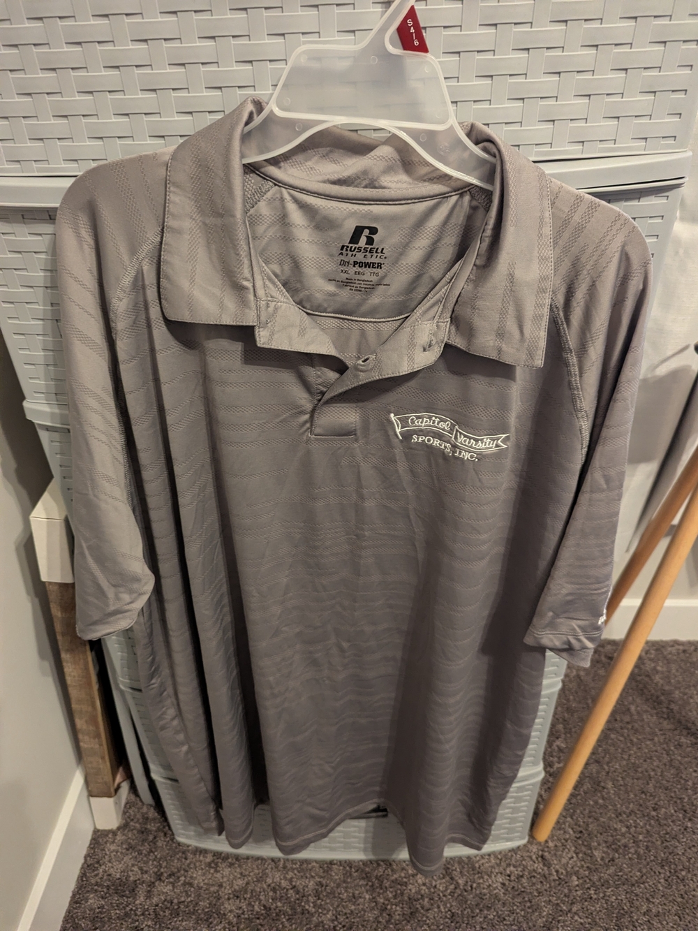 Russell Athletic Men’s Light Gray Polo with Embroidered Logo
